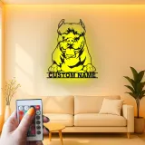 Custom Pit Bull LED Metal Sign | Personalized Dog Silhouette Decor | Pet Memorial Wall Art | Unique Gift for Dog Lovers