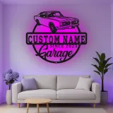 Custom Classic Car Led Light Metal Wall Art Personalized Garage Gift for Him Man Cave Decor