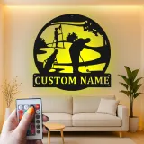 Custom Golf LED Metal Sign | Personalized Golfer Name Art | Man Cave & Home Bar Decor | Backlit Wall Art
