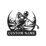 Insegna in metallo personalizzata per golfista con LED | Decorazione murale golf su misura | Arredo per man cave e regalo originale per amanti del golf