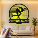 Personalisierte LED-Schild für Eisschnellläufer | Individuelle Metall-Wandkunst für Eiskunstläufer | Geschenk für Sportlerzimmer