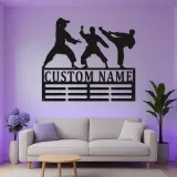 Expositor personalizado de cinturones de karate | Cartel LED personalizado de artes marciales | Decoración mural de metal para dojo | Regalo para cinturón negro