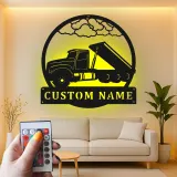 Cartel de metal LED de camión volquete personalizado, regalo para entusiastas de camiones, decoración para garaje u oficina