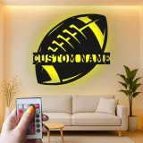 Insegna personalizzata con nome per football | Arte murale in metallo LED | Regalo personalizzato per atleta | Arredo per sala giochi e cameretta ragazzi
