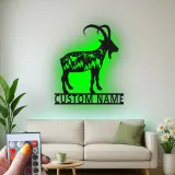 Custom Mountain Goat Metal Sign | Personalized LED Wall Art | Wildlife Decor for Nature Lover & Cabin