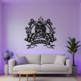 Custom Biker Skull LED Metal Sign | Personalized Motorcycle Wall Art | Garage & Man Cave Decor with Remote