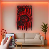 Personalisiertes LED-Metallschild mit Truthahn und amerikanischer Flagge