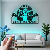Cartel de metal LED personalizado de Cocker Spaniel - Regalo para amantes de los perros - Decoración para el salón