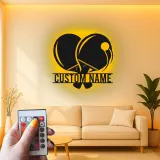 Personalized Ping Pong Paddle Sign | LED Metal Wall Art | Custom Table Tennis Gift | Game Room Decor
