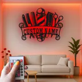 Custom Barber Shop Led Light Metal Wall Art Personalized Gift for Barbers Salon Decor