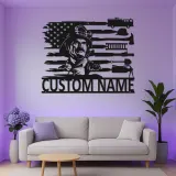 Cartel de Metal de Bombero Personalizado con LED | Arte Mural LED Patriótico de Bandera Americana para Regalo de Bombero