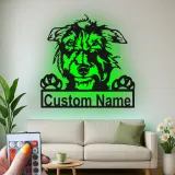 Custom Terrier Dog Led Light Metal Wall Art Personalized Pet Parent Gift Living Room Dog Decor