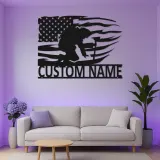 Insegna per Vigile del Fuoco Personalizzata | Arte Murale in Metallo LED Personalizzata | Regalo Patriottico per Decorazione Man Cave