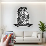 Insegna in metallo personalizzata Cobra e Rose con luce LED Regalo unico per lui Decorazione per Game Room o Man Cave