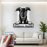 Insegna in metallo LED personalizzata per amanti dei cani con Greyhound - Regalo per la sala da pranzo