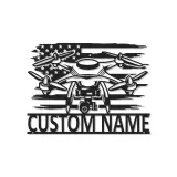 Custom Drone Led Light Metal Wall Art Personalized Gift for Drone Enthusiasts Man Cave or Office Decor