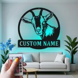 Custom Goat Metal Sign with LED | Personalized Farmhouse Wall Art | Rustic Barn Decor for Livestock Lovers & Homesteads
