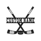 Panneau de hockey personnalisé pour mur | Décoration murale en métal sur mesure | Déco de salle de jeux et cadeau LED pour fan de sport