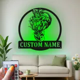 Personalisierte LED-Metall-Wandkunst mit Chamäleon und Blumen – einzigartiges Geschenk für Naturliebhaber, Wohn- oder Gartendeko
