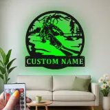 Cartel de metal LED esquiador personalizado regalo de esquí para entusiastas de deportes de invierno decoración de cabaña o refugio 1