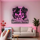 Décoration murale en métal LED personnalisée Border Collie pour les amoureux des chiens 2