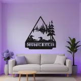Insegna in metallo personalizzata con strolaga maggiore sul lago | Arte da parete LED per baita | Decorazione rustica con fauna selvatica e bosco | Regalo personalizzato per amanti della natura