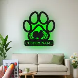 Custom Dog Paw Led Light Metal Wall Art Personalized Pet Lover Gift Living Room Decor for Dog Owners