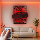 Cartel de metal personalizado de coche con luces LED | Señal de garaje personalizada | Decoración de man cave | Regalo para entusiastas de coches