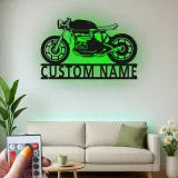 Décoration murale en métal personnalisée Café Racer avec rétroéclairage pour passionnés de moto