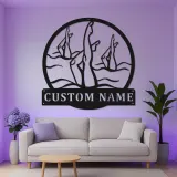 Panneau de natation synchronisée | Décoration murale en métal LED personnalisée | Plaque de nom de nageur personnalisée | Cadeau pour l'équipe de natation