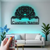 Custom Cocker Spaniel Led Light Metal Wall Art Personalized Dog Lover Gift Living Room Pet Decor