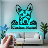 Personalisierte LED-Metall-Wandkunst mit Hunderasse – Geschenk für Hundeliebhaber, Wohn- oder Eingangsbereich