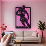 Insegna in metallo LED personalizzata per giocatrice di rugby | Decorazione murale per atleta con nome | Regalo per camera da ragazza rugbista