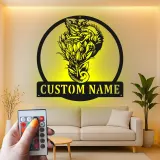 Personalisierte LED-Metall-Wandkunst mit Chamäleon und Blumen – einzigartiges Geschenk für Naturliebhaber, Wohn- oder Gartendeko