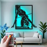 Décoration murale en métal personnalisée pour sprinteuse | Plaque coureuse personnalisée avec lumière LED | Cadeau pour athlète, coach d’athlétisme