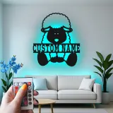 Personalisiertes Schaf LED Metall-Wandkunst für das Kinderzimmer – Geschenk für die Farmtier-Dekoration im Schlafzimmer