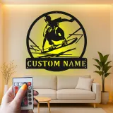 Personalisierte Skateboarder LED Metalltafel | Individuelles Skater Namensschild | Wandkunst für Jugendzimmer & Spielzimmer