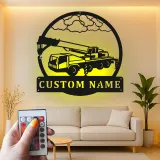 Cartel de metal LED de camión de grúa personalizado, regalo para entusiastas de la construcción, decoración para garaje u oficina
