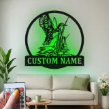 Personalisierte LED-Metall-Wandkunst mit Entenjagd-Motiv – Geschenk für Jäger, rustikale Hüttendeko