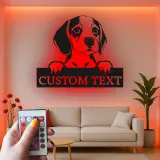 Arte murale LED in metallo personalizzata con beagle | Insegna con silhouette di cucciolo personalizzata | Decorazione luminosa premium regalo per amanti dei cani