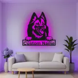 Décoration murale en métal LED personnalisée pour les amoureux des chiens - Berger Allemand 12