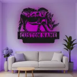 Custom Rhino Safari Led Light Metal Wall Art Personalized Wildlife Gift Living Room or Office Decor 1