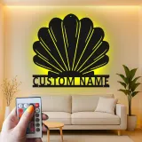Arte in Metallo LED con Conchiglia | Insegna con Nome Personalizzata per Decorazione Costiera | Regalo Nautico per Casa al Mare