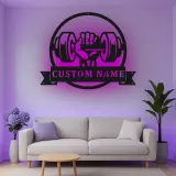 Cartel de metal LED de mancuerna para amantes del gimnasio