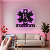 Personalisierte Apotheker-LED-Schild | Individuelle Metall-RX-Wandkunst | Apotheken-Dekor & Geschenk für medizinische Fachkräfte