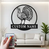Insegna in metallo LED personalizzata con tacchino - Regalo di ringraziamento, decorazione per cucina o sala da pranzo