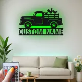 Personalisierte Farm-Truck-Metallschild | Individuelles LED-Wandkunst | Rustikale Bauernhaus- & Ranch-Dekoration | Vintage-Hühnertafel-Geschenk