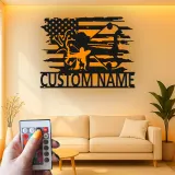 Insegna in metallo LED personalizzata per cacciatori di archi - Regalo per appassionati di tiro con l'arco - Decorazione per man cave o garage