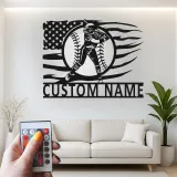 Insegna in metallo personalizzata per giocatore di softball con luce LED regalo per atleti decorazione per stanza sportiva 1