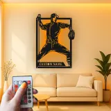 Insegna in metallo personalizzata con luce LED per lanciatore di baseball - Regalo personalizzato per appassionati di sport e decorazione per sala giochi